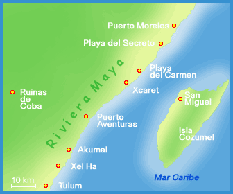 Landkarte Riviera Maya